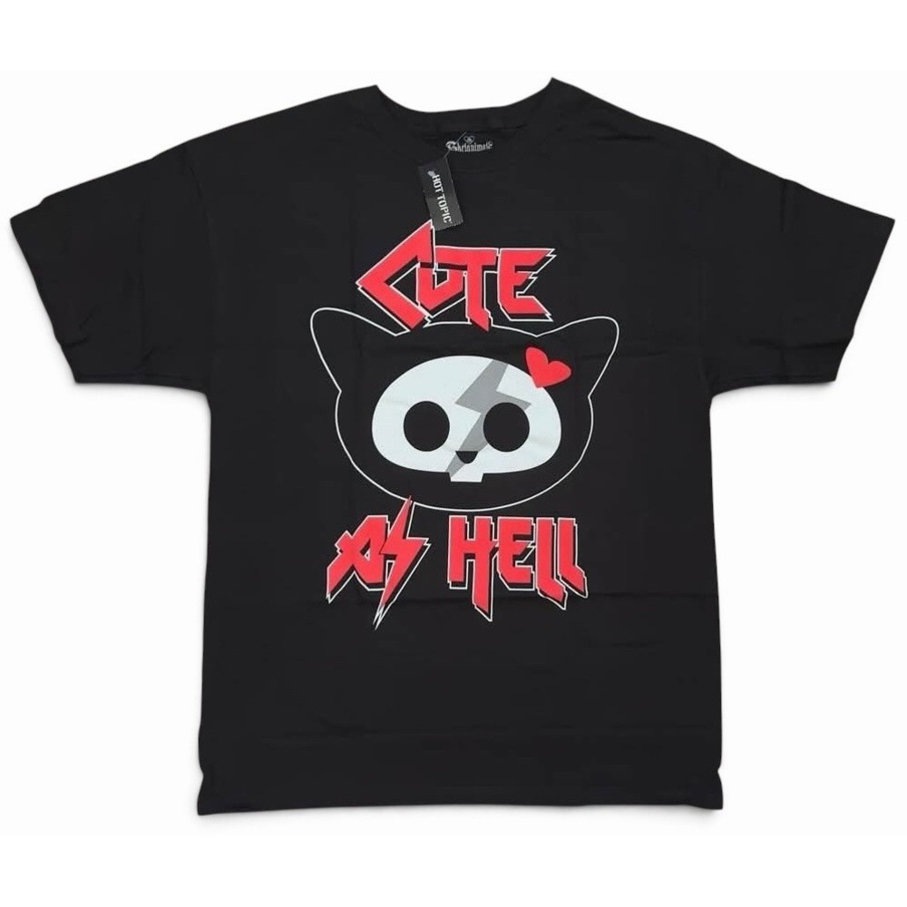 Skelanimals Kit Cat Cute As Hell Shirt Hot Topic Black Graphic Tee Emo Goth L